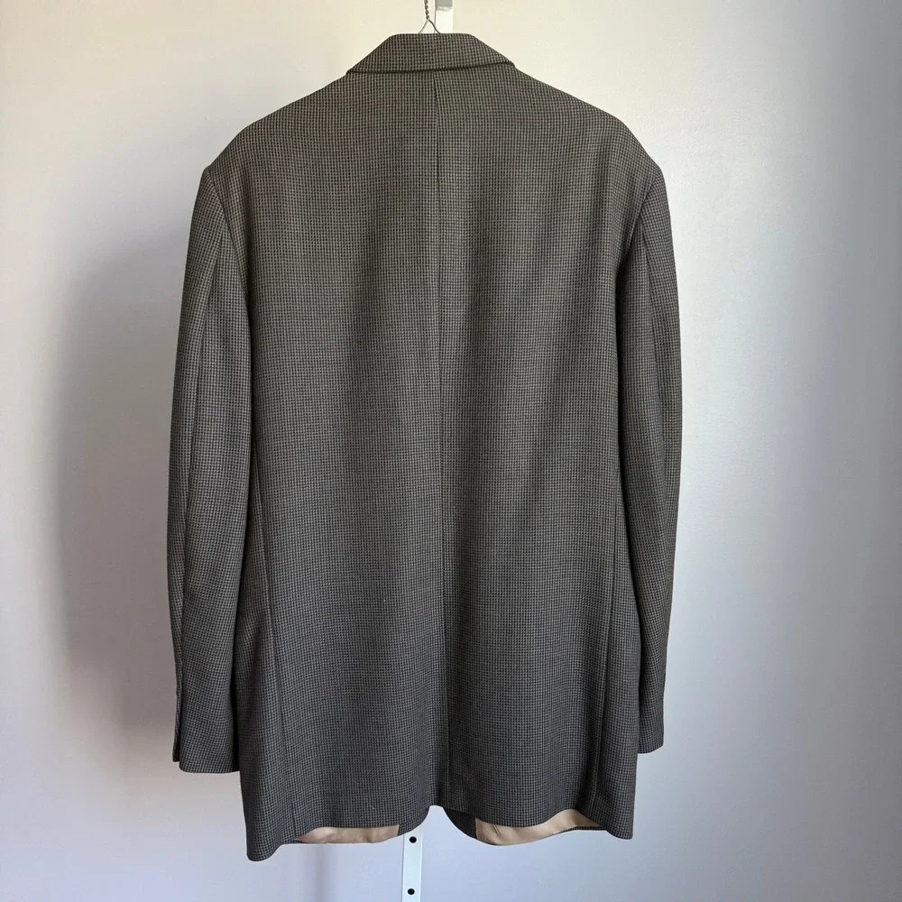 VTG Oscar de la Renta 40L 100% Wool Houndstooth Blazer Jacket‎ Made in Colombia